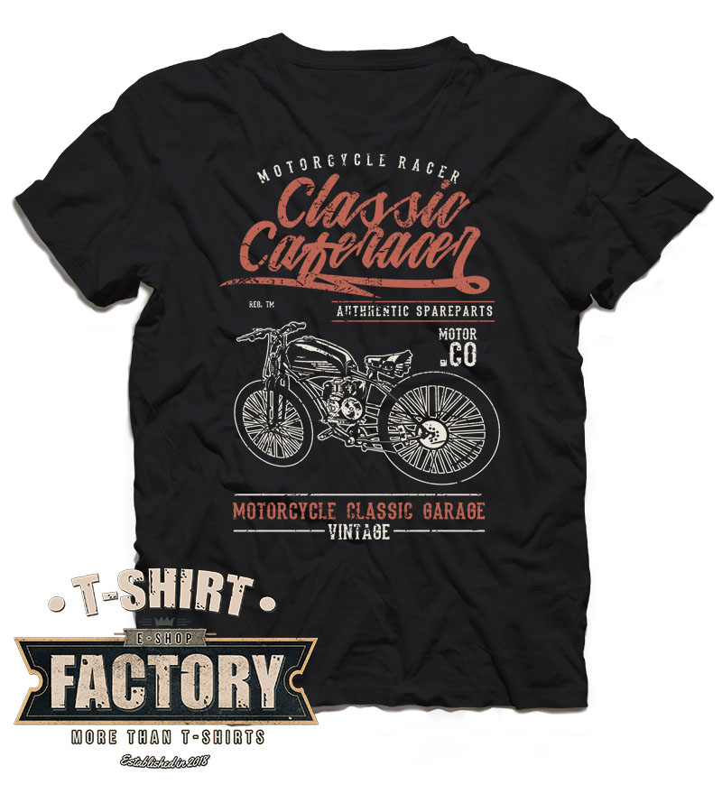 Tričko Classic Caferacer Čierna, XL