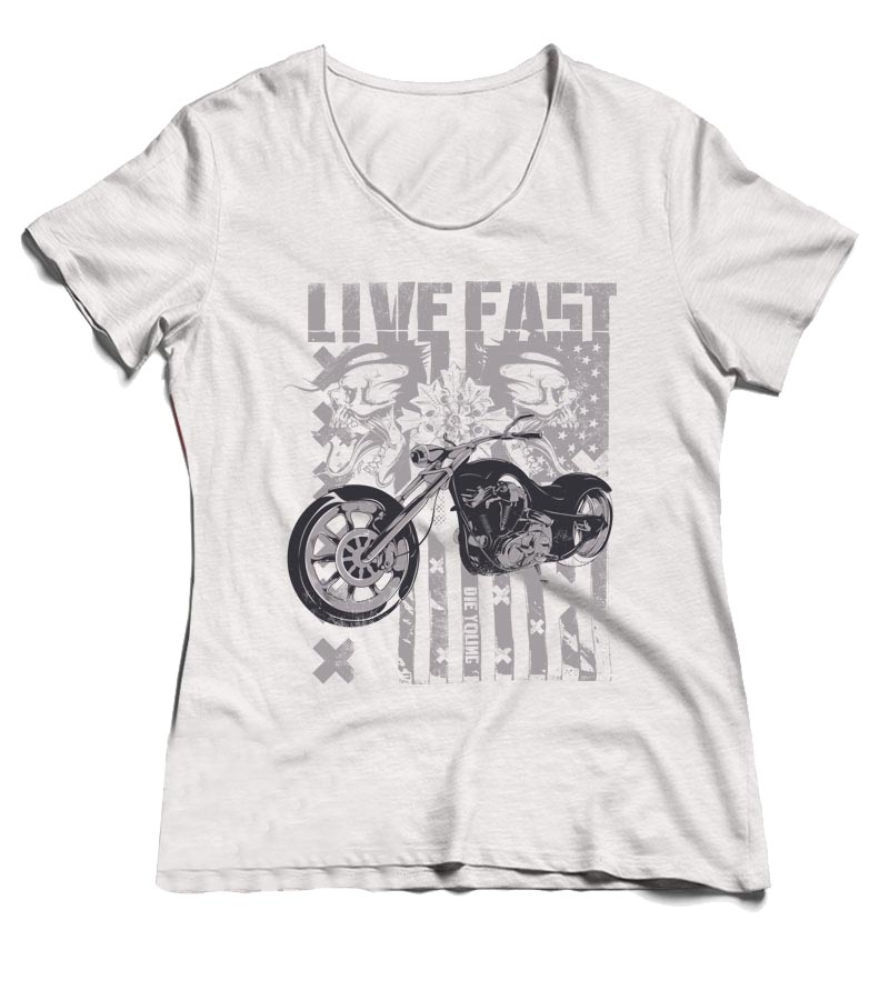 Dámske moto tričko Live fast